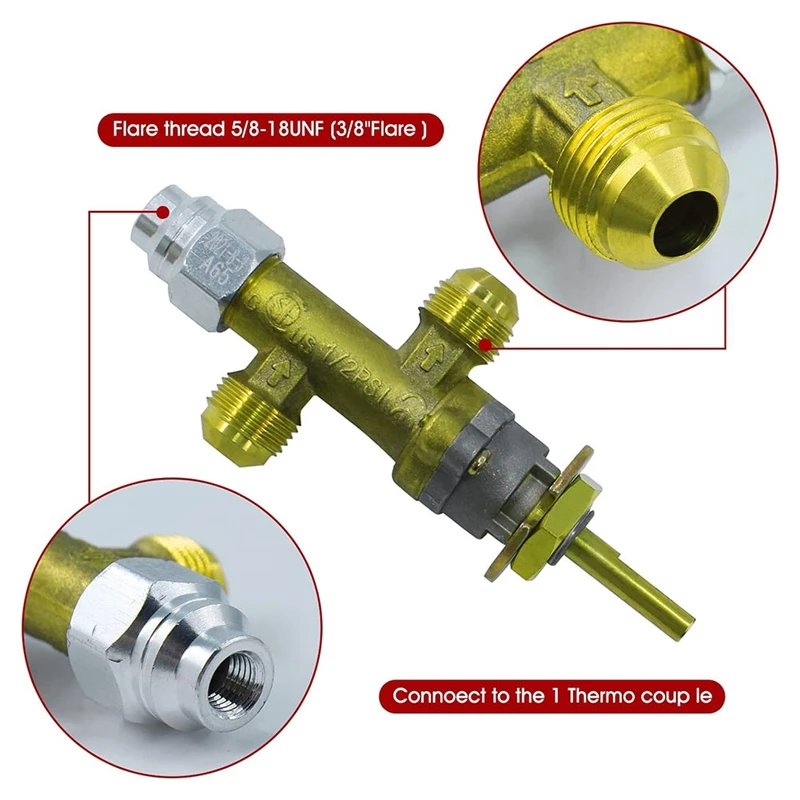 Niskociśnieniowy zestaw zaworu bezpieczeństwa do kominka propanowego 5/8-18UNF (3/8 cala Flare)