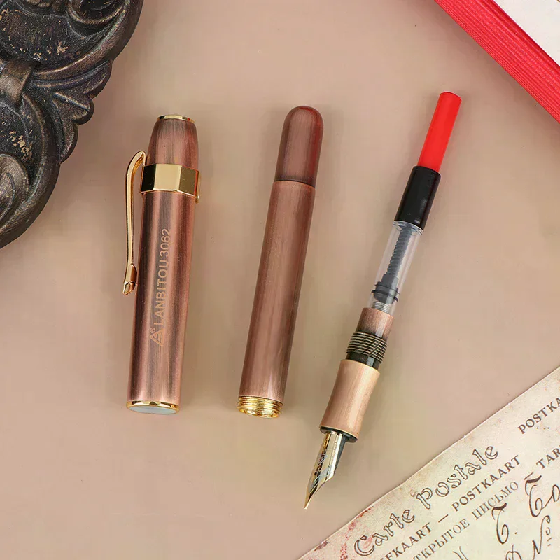 Unique brass pen, short portable pen gift, office stationery, smooth writing