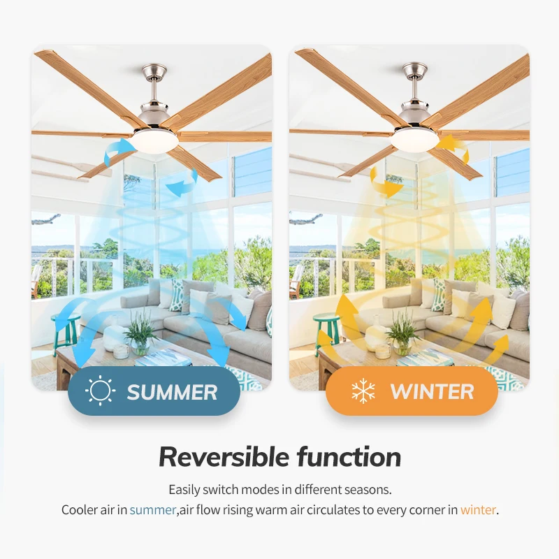 100 Inch Modern Large Fan Light 6 Blades 6 Speed Strong Wind DC Motor Silent Industrial Ceiling Fan with Light