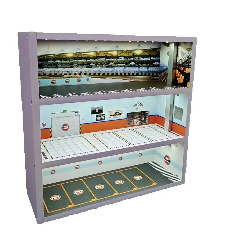 

1/64 Three-Layers Storage Cabinet GULF-Themed Storage Box Car Model Display Garage Diorama Scenario
