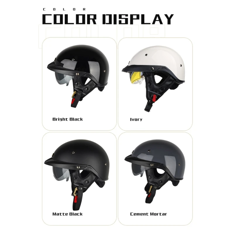 

Vintage Open Face Motorbike Helmet Baseball Half Helmet Retro-Men Women for Chopper-Cruiser Street Moped Scooter