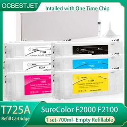 6Colors/Set T7251 T7251-T7254 T725A Refillable Ink Cartridge With Chip For Epson SureColor F2000 F2100 F2130 F2150 F2160 Printer