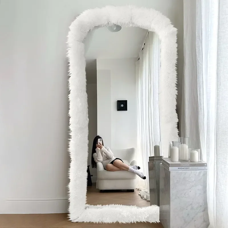French Arch Home White Cashmere ins Internet celebrity clothing store fitting mirror
