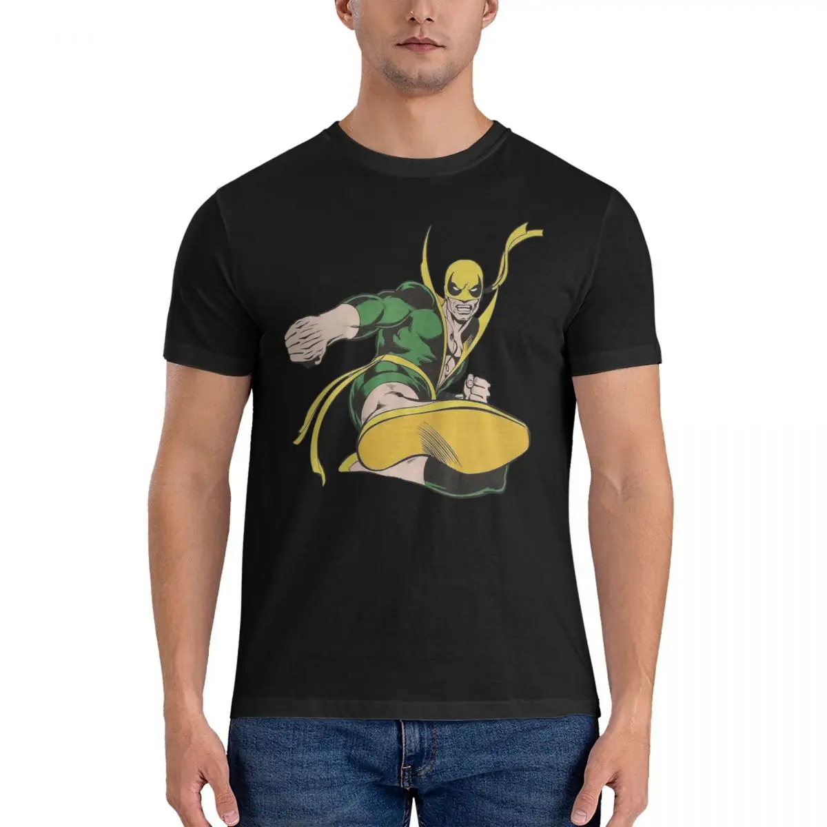 

Green Dress T Shirt Men's 100% Cotton Novelty T-Shirt Crew Neck Marvels Iron Fist Tee Shirt Short Sleeve Clothes 4XL 5XL