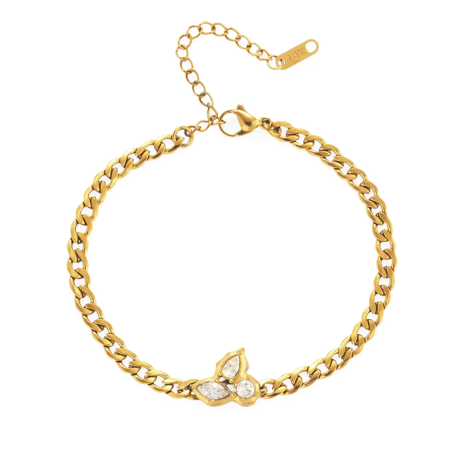 18k Gold Plated Tarnish Free Vintage Lucky Tear Zircon Design Pendant Chunky Chains Choker Necklace for Women Designer Jewelry