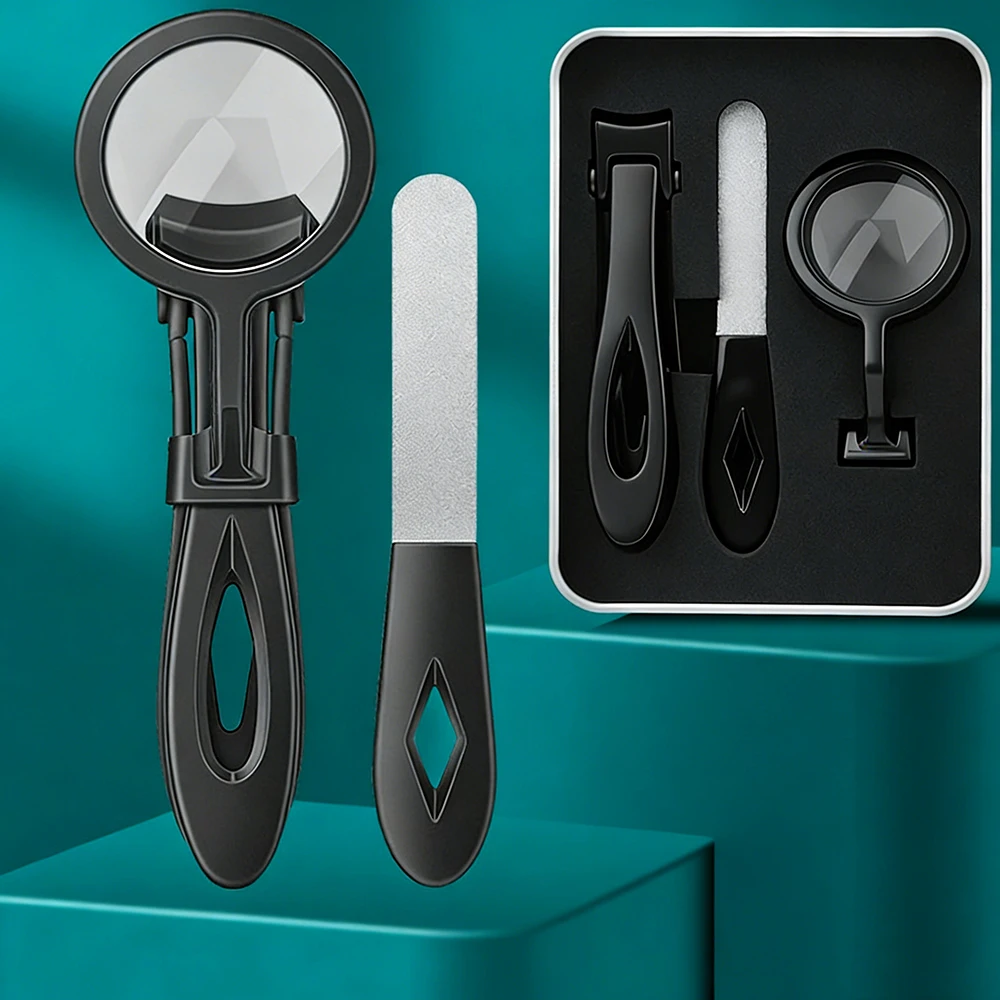 

1 шт. Машинка для стрижки ногтей из нержавеющей стали со увеличительным стеклом — конструкция с защитой от брызг, эргономичная удобная ручка для точной резки пожилых людей