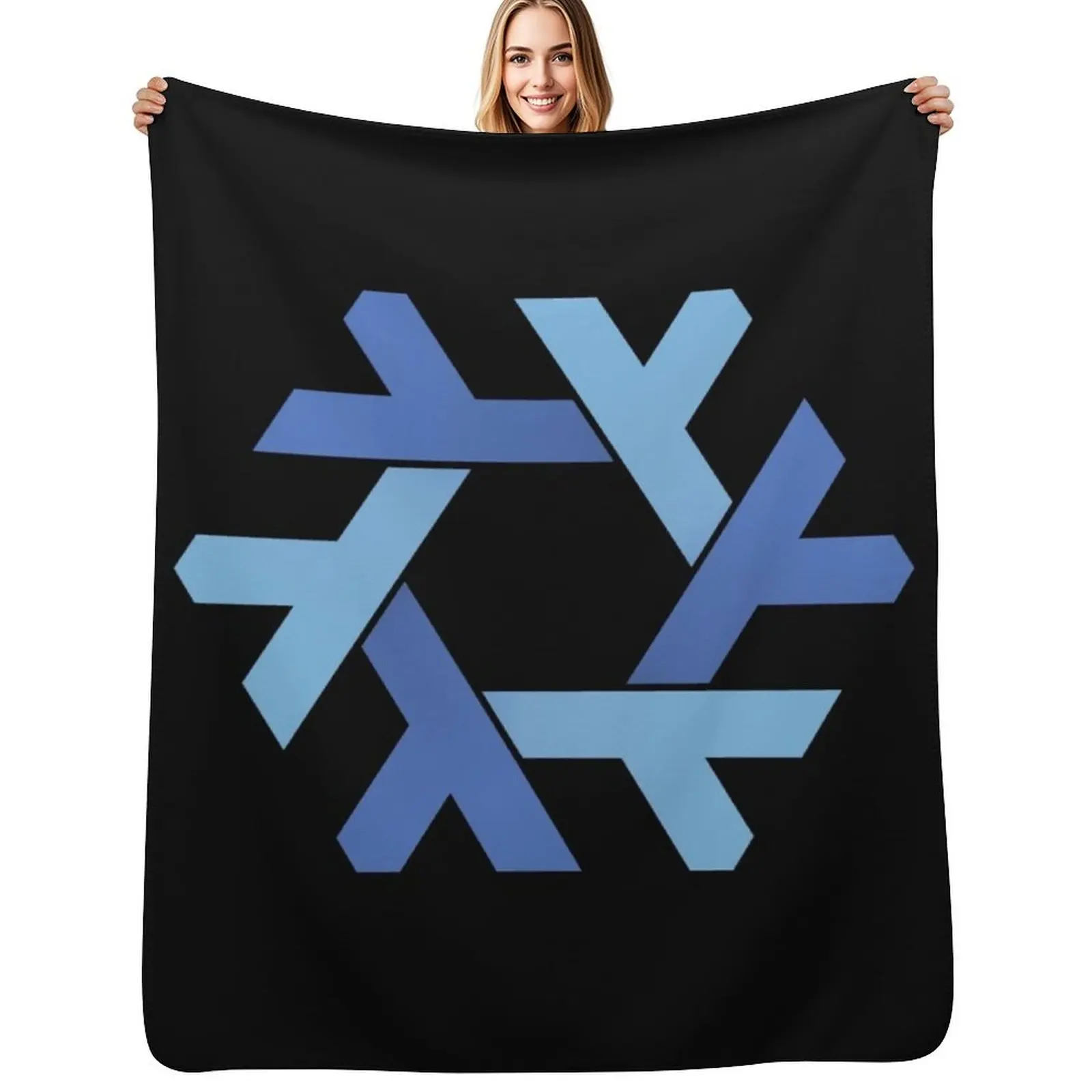 NixOS logo Throw Blanket Travel Size Cozy Blanket for Plane Train