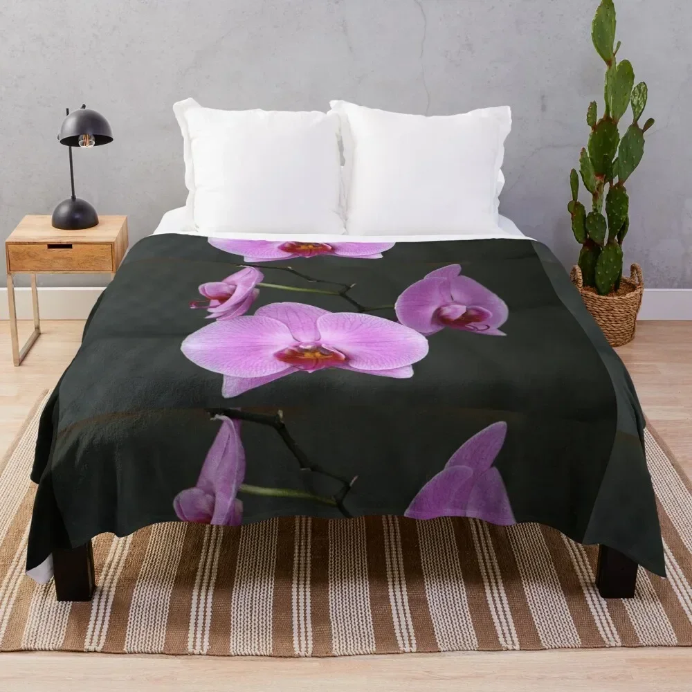 

pink moth orchid Throw Blanket Soft Sherpa Fleece Warm Blanket for Winter