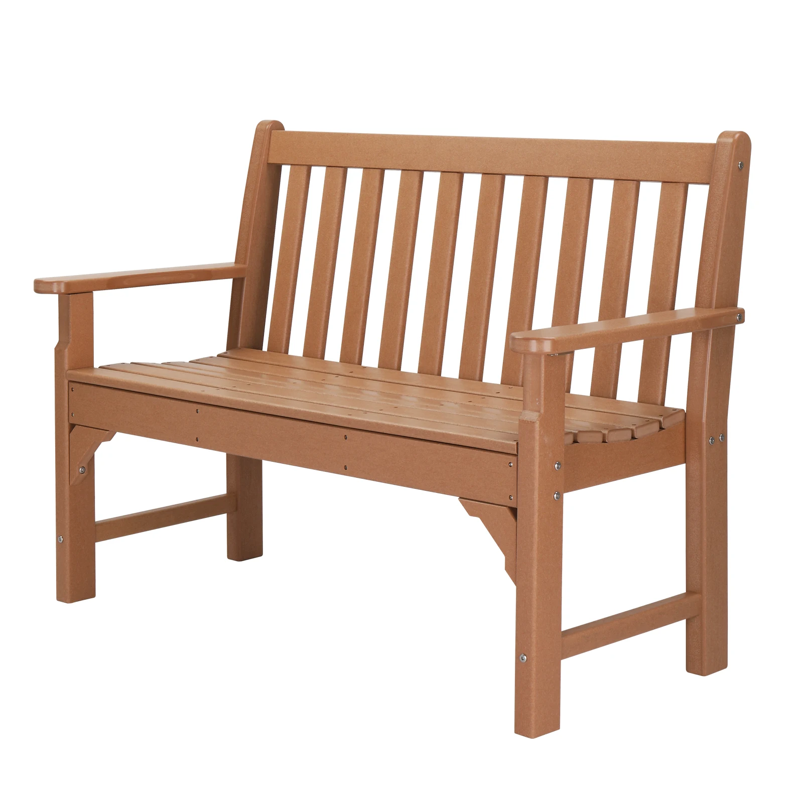 49in Vertical Backrest Teak Color HDPE Bench