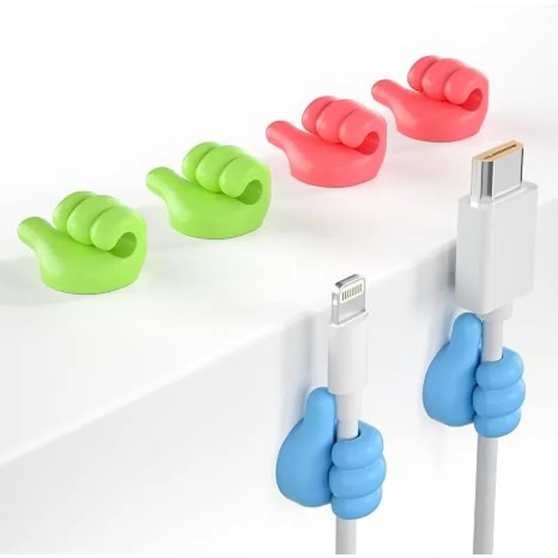 10pcs Creative Thumbs Up Wall Hooks Self-Adhesive Thumb Holders Multi-Function Cord Holder Clips for Desk Wall Nightstand
