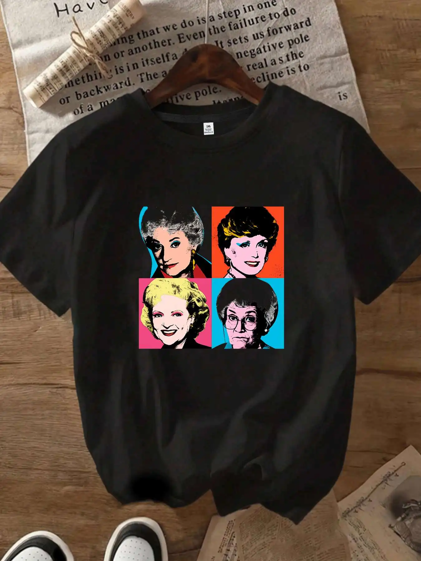 【1148151】 T-shirt femme grande taille col rond manches courtes avec demi-manches élastiques et imprimés tendance