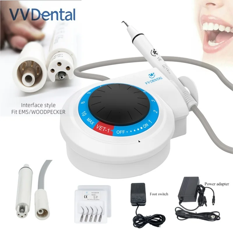 Стоматологический ультразвуковой пьезоскалер для очистки зубного камня, пятна от дыма, скалер с наконечником, подходит для EMS Woodpecker Scaler, 5 наконечников VVDental