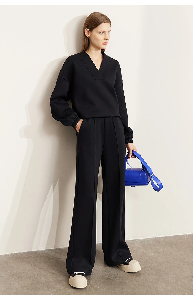 Amii Felpe con cappuccio Donna 2025 Inverno Nuovo maglione Pantaloni donna casual Pantaloni versatili da donna lavorati a maglia separati 12544213