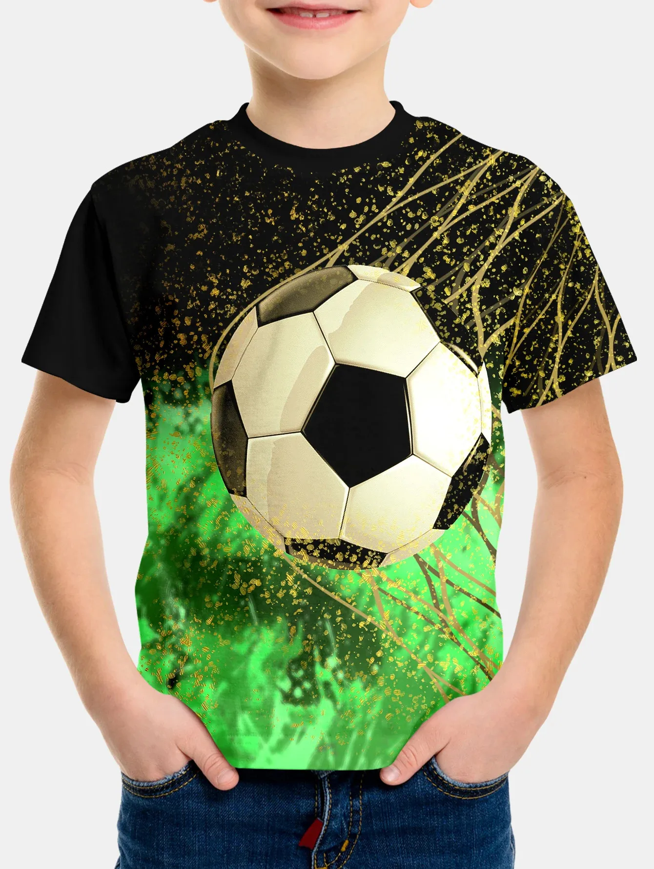 

Children's Clothing 2024 Cool Football T-Shirt 3d Printed Soccer Boy Girl Tees Casual T Shirt 2-8y Teen Kids Clothes Tops