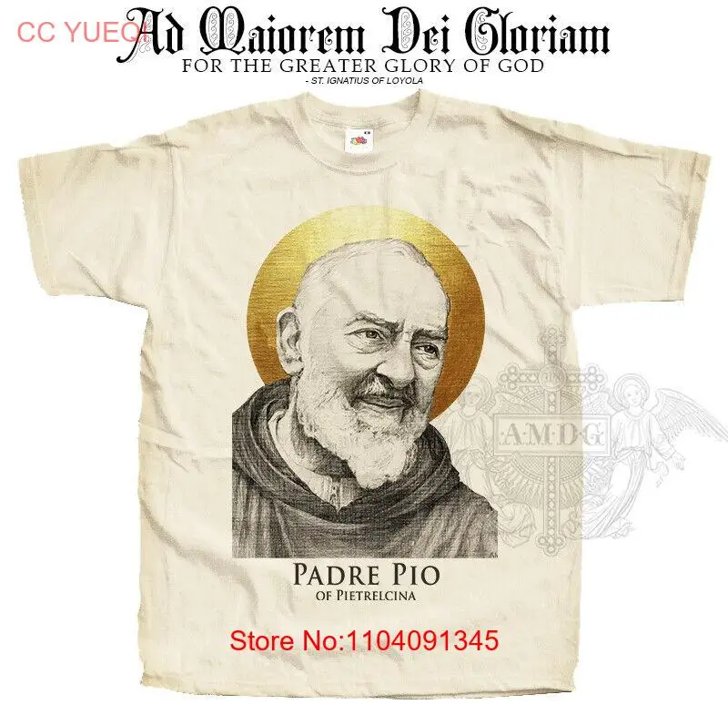 Catholic T-shirt PADRE PIO of Pietrelcina ver.7 Natural Vintage Sizes S - 5XL