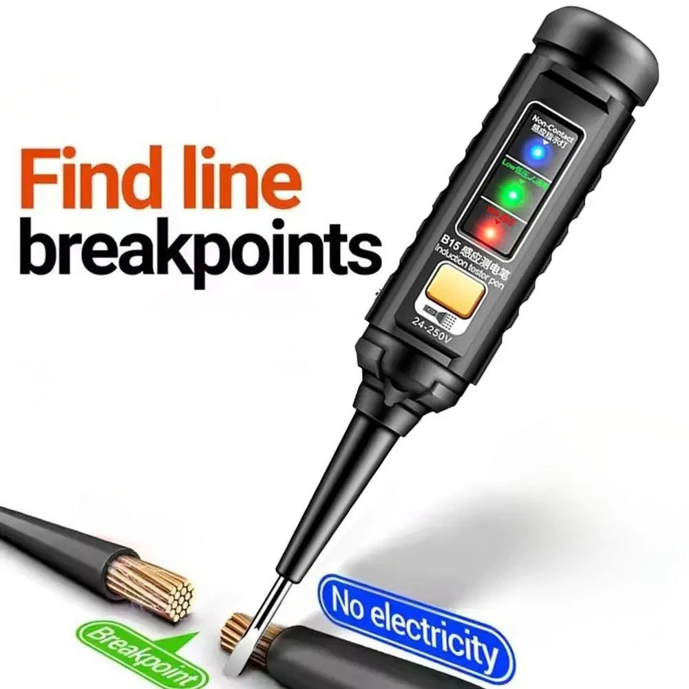 24-250V Professional AC Voltage Detection Pen Highlight Color Light Electrician Screwdriver NCV Electricity Pen Electrical Tools