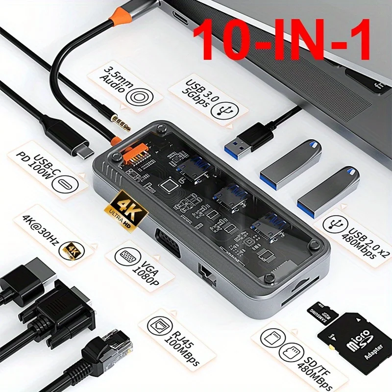 4K USB C Hub for MacBook Pro/Air & iPad Pro - HDMI-Compatible Audio/Video Converter with USB 3.0 PD Type-C Cable