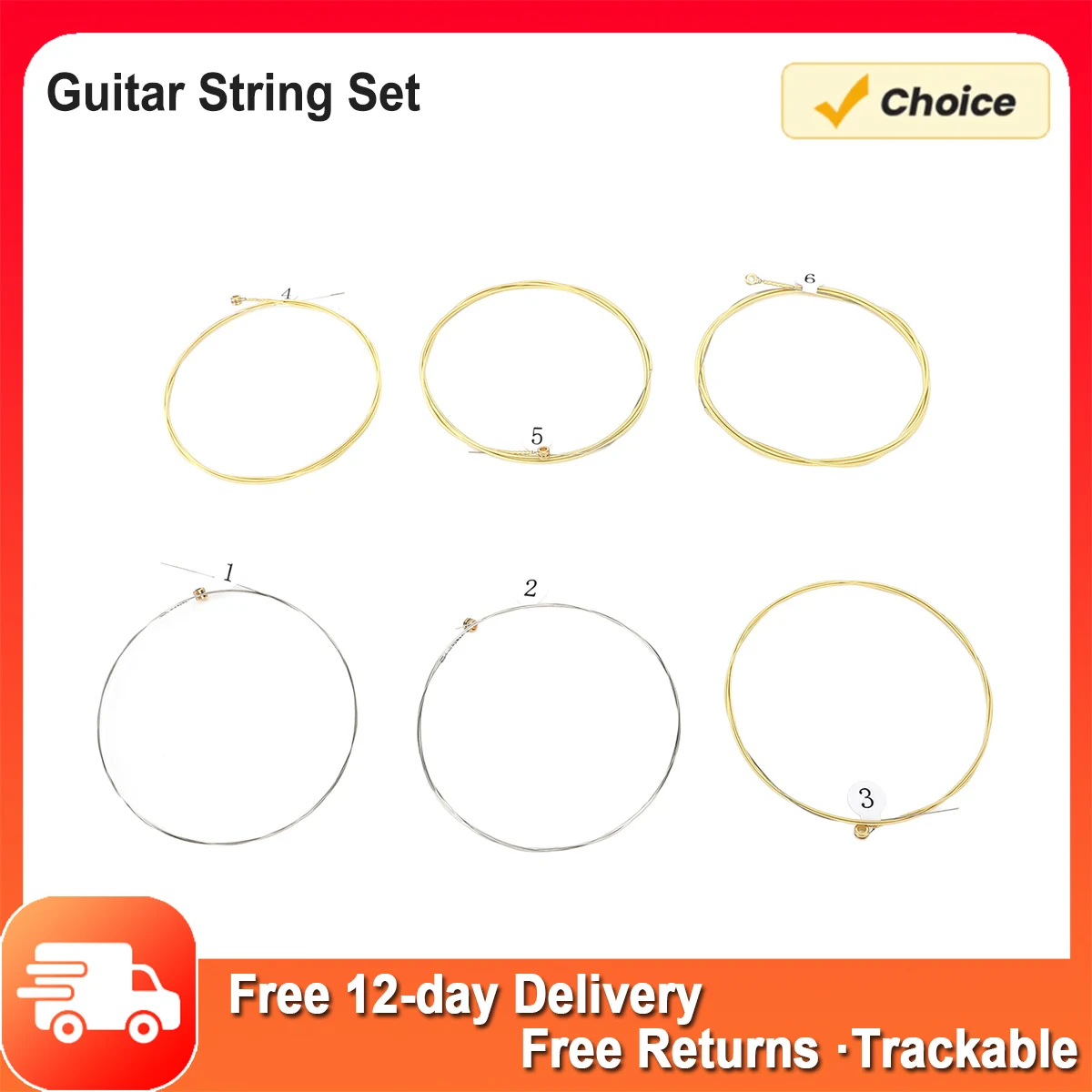 Gitarrensaiten-Set, 6, Gitarrensaiten mit Kugelkopf, Phosphorbronze-Beschichtung, Ersatz für Akustikgitarren, Gitarrensaiten