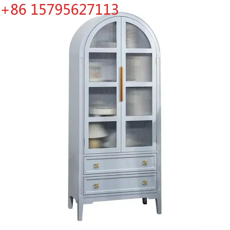

Wine cabinet, American minimalist bookshelf, Changhong glass double door storage cabinet, French retro arch decoration