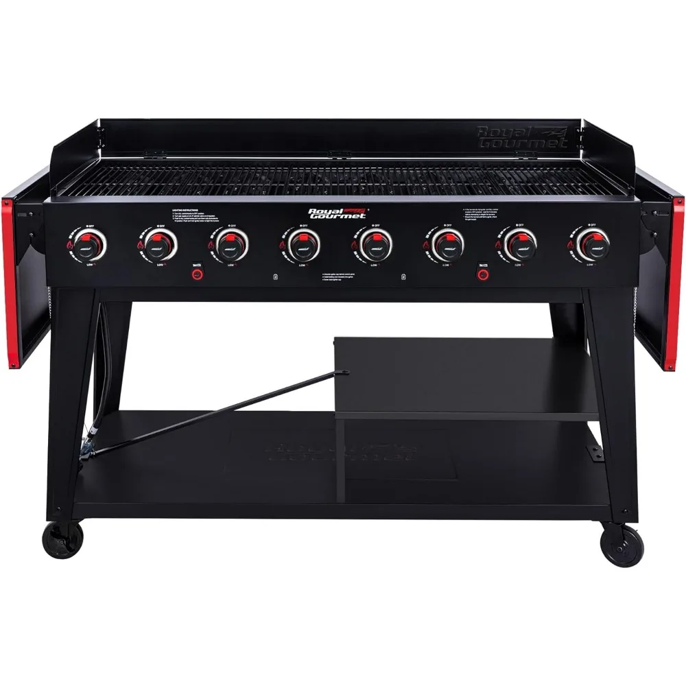 Royal Gourmet GB8003 8-Burner Gas Grill, 104,000 BTU Large Event Propane Grill, Independently Controlled Dual Systems, Outdoor