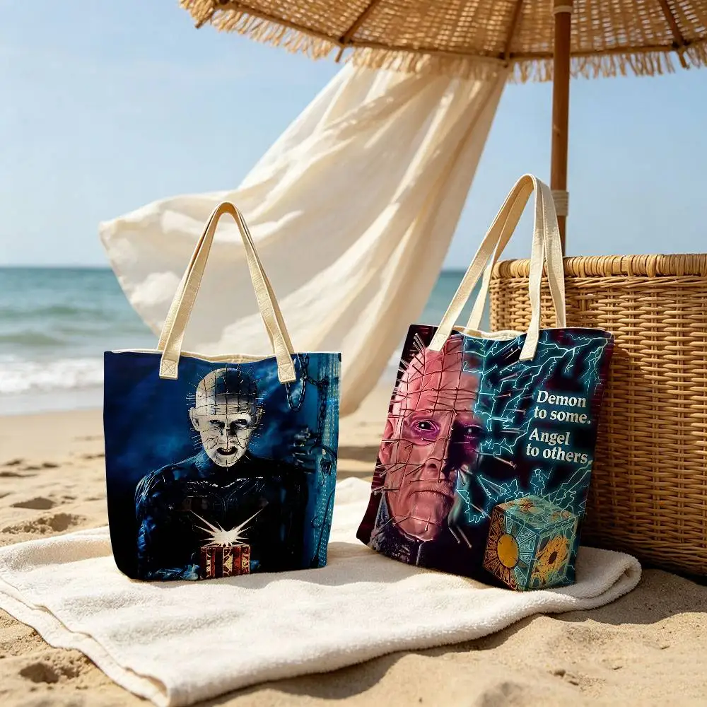 Classic H-Hellraiser Horror Movie Storage Bags Fashion Cotton Polyester Tote Bag Eco Friendly Reusable Large Shopping Bag