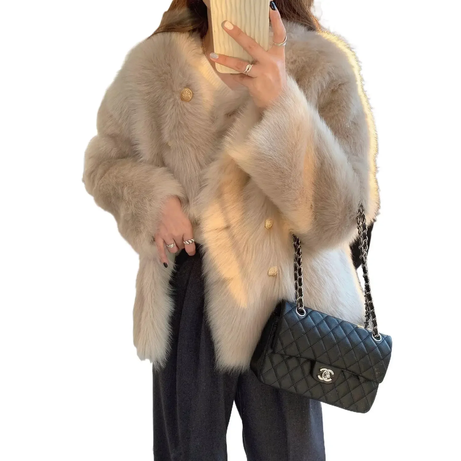 Осень-зима, свободная толстая плюшевая тука, короткая стильная кожаная куртка с мехом, небольшой ароматный ветровой топ, женская куртка из искусственного меха