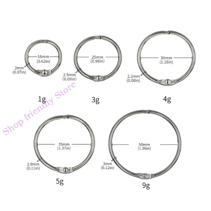 594A 10Pack Loose Leaf Book Binder Rings Key Rings O-Ring for School Office-Home