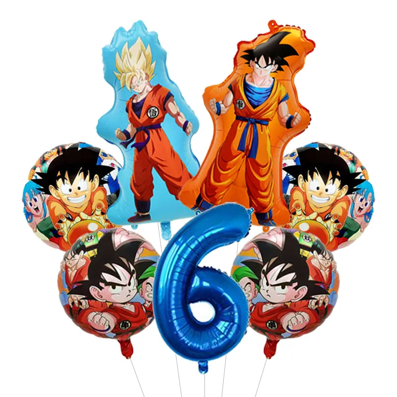 Dragon Ball Z Frieza Golden Form Balloon Bouquet Foil Mylar Four Star Ball for Villain Themed Anime Birthday Party Decor