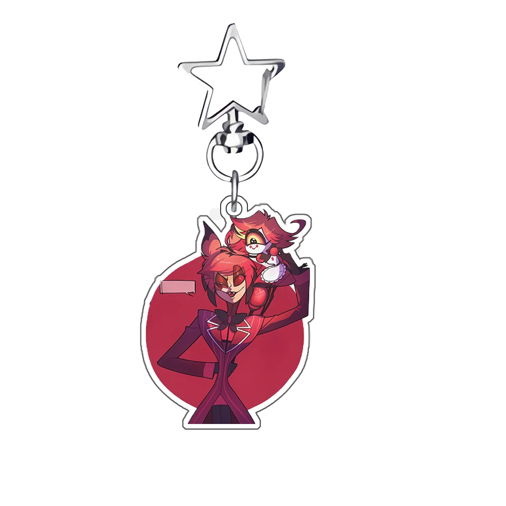 

Recycled Acrylic Keychain for Lucifer Morningstar Niffty Alastor Anime Keychain Cartoon Couple Pendant Cute Decoration Gift