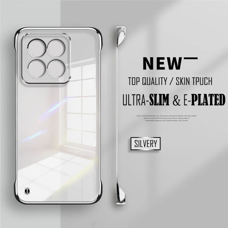 Platte Transparent Schlank Rahmenlose Telefon Fall Für Xiaomi 17 Pro Max 15 Ultra 14 13 Lite 13T 12x 12 Pro schützende Klare Rückseitige Abdeckung