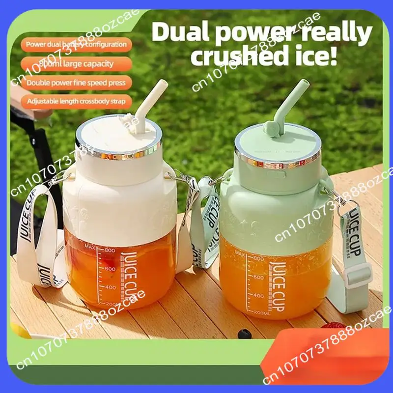 A26P دلو عصير لاسلكي محمول كهربائي 800 مل كوب عصارة فواكه طازجة بسعة كبيرة و10 شفرات من الفولاذ المقاوم للصدأ