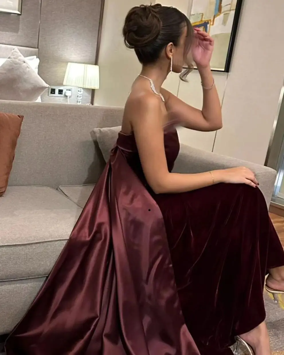 Customized Saudi Arabic Prom Dresses Sleevesless Big Bow Elegant Formal Women Evening Dresses Wedding Party Gowns vestidos image 3