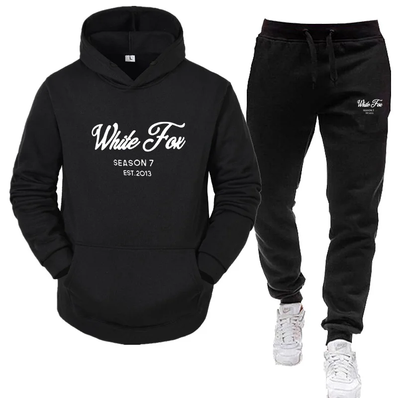 2024 spring brand men\'s hooded sweatshirt + sweatpants suit autumn and winter warm sportswear suit men\'s hooded jacket