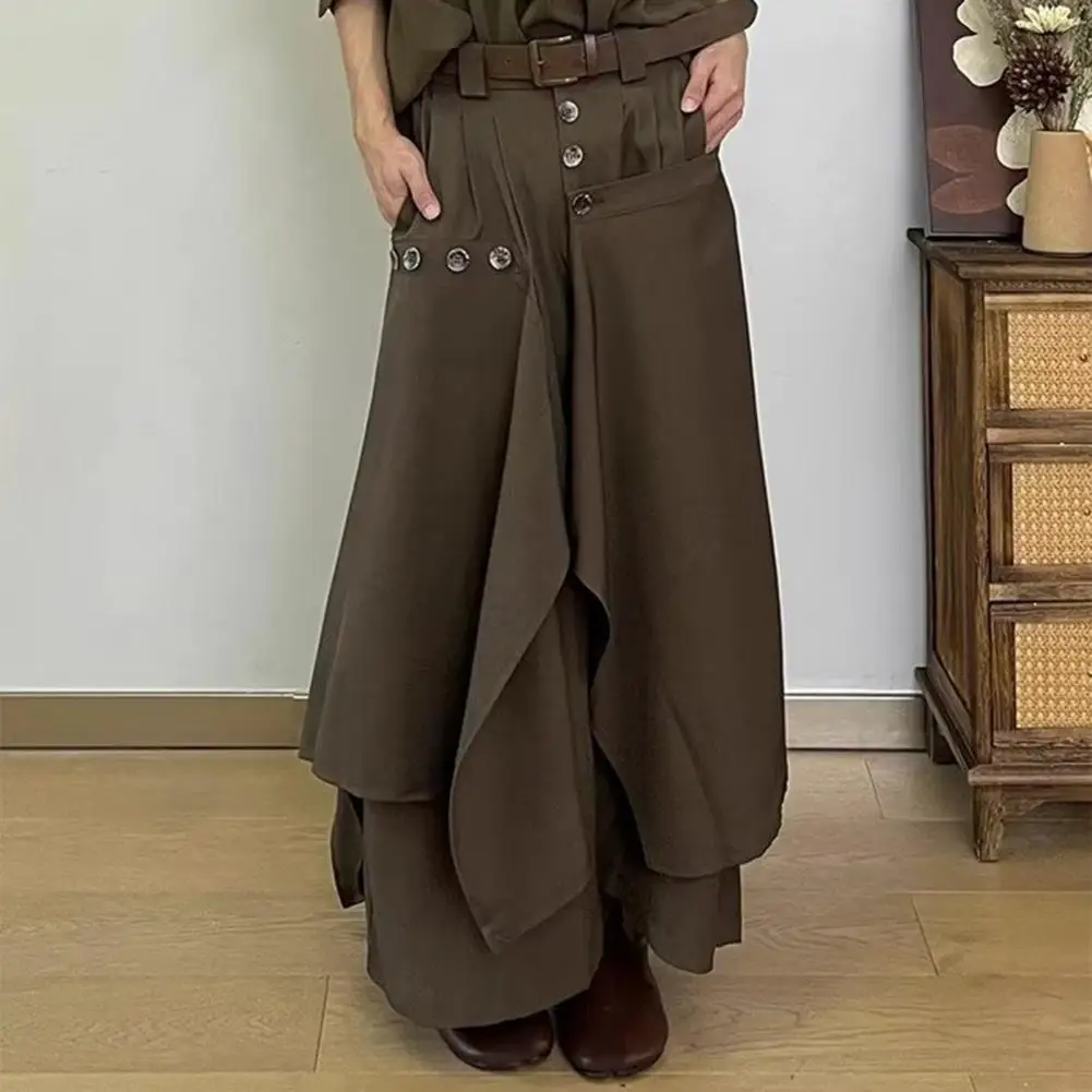 

Men's Pants Irregular Japanese Loose-pants Zipper Button Pockets Model Runway Show Clothing Everyday Wear Pants