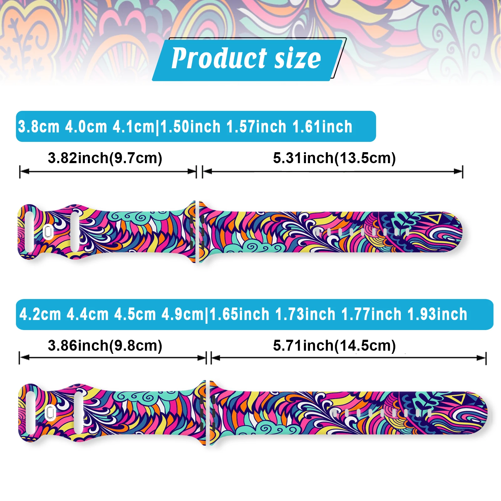 Cinturino colorato con stampa serie Totem per Apple Watch 11/10/9/SE, cinturino di ricambio in silicone morbido impermeabile per 46 mm/45 mm/44 mm/42 mm