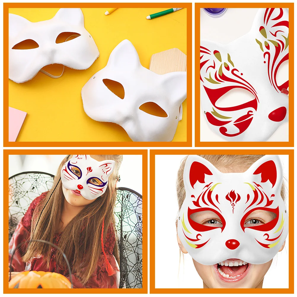 

30pcs Hand Painted Mask Halloween Costume Cosplay White Paper Masquerade Blank DIY Cat Masks Unpainted Eco Friendly Art Supplies