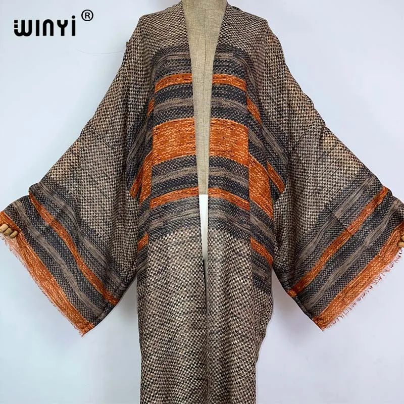 Kimono WINYI letni nadruk kaftany boho dla kobiet elegancki kardigan seksowna wakacyjna odzież plażowa maxi strój kąpielowy wieczorowy