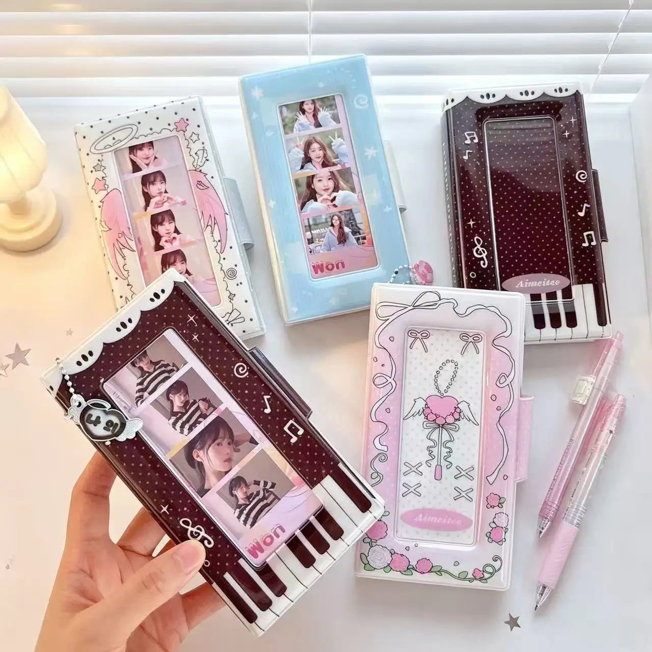Durable Sweet Bow Wing Design 4-grid Photo Album Waterproof Large Capacity Photocard Binder Ticket Souvenir Book Idol Strips