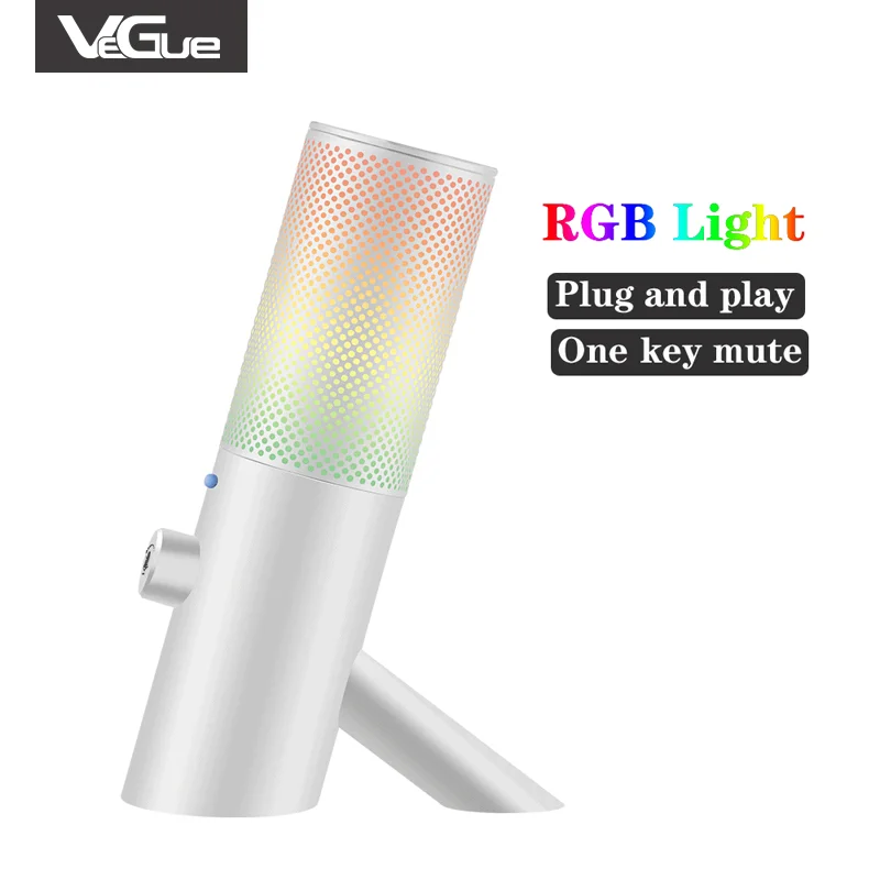 

Vegue Professional RGB Light Noise Reduction Microfone One-Key Mute Mic with Type-C for Podcast, Youtube, Recording,Game