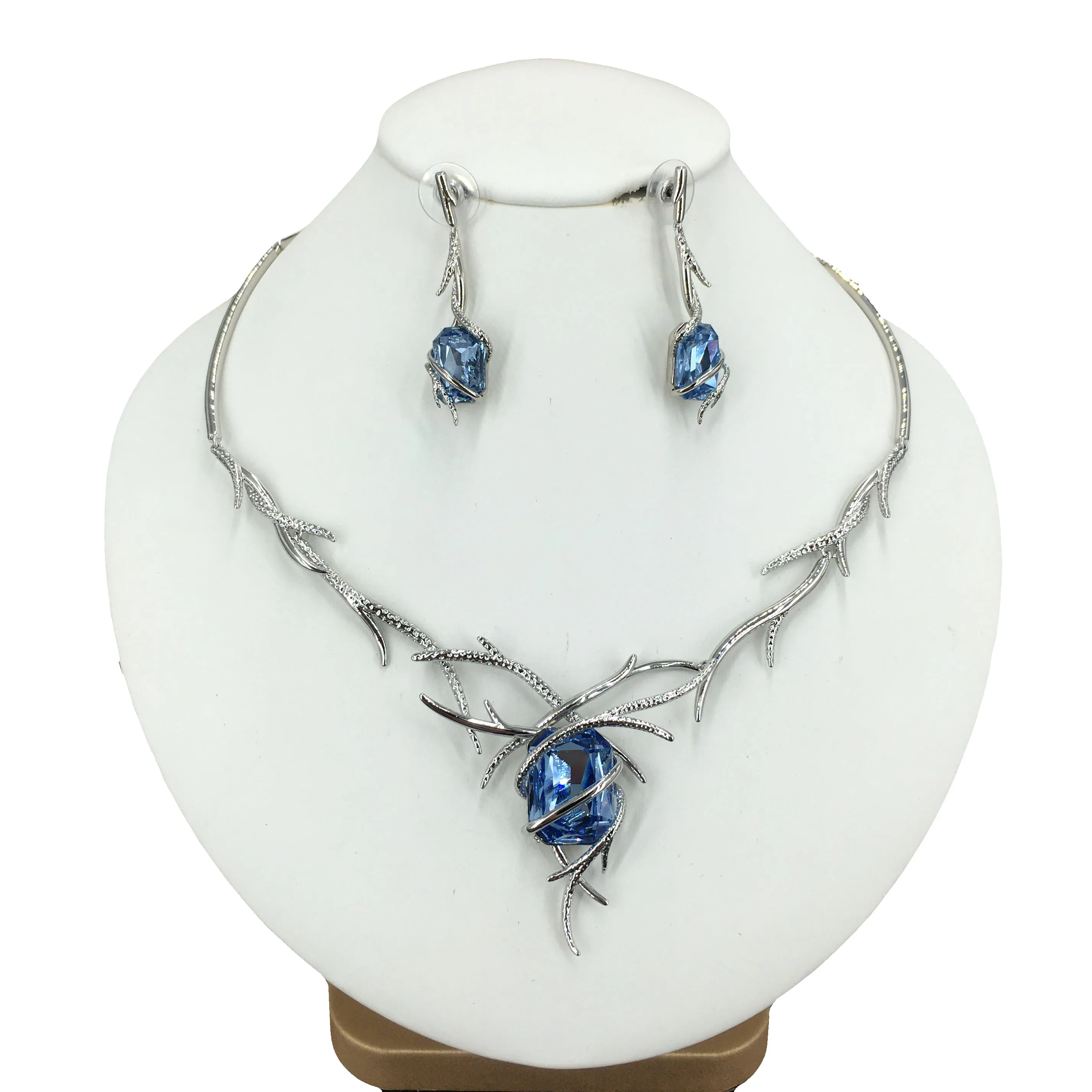 Yuminglai Dubai Jewelry Sets Beautitul Rhinestone Necklace with Earrings for Women FHK15446