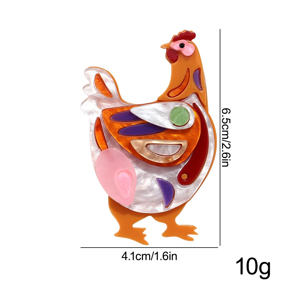 Funny Colorful Hen Poultry Acrylic Splicing Badge Brooches Cute Cartoon Animals Lapel Brooch Pins Clothing Jewelry Accessory