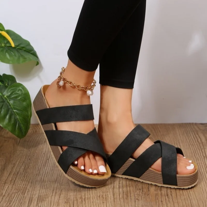 Fashion Flatform Cork Sandals Women Summer 2023 Non Slip Platform Clogs Slippers Female Thick Bottom Outdoor Slides Shoes Woman