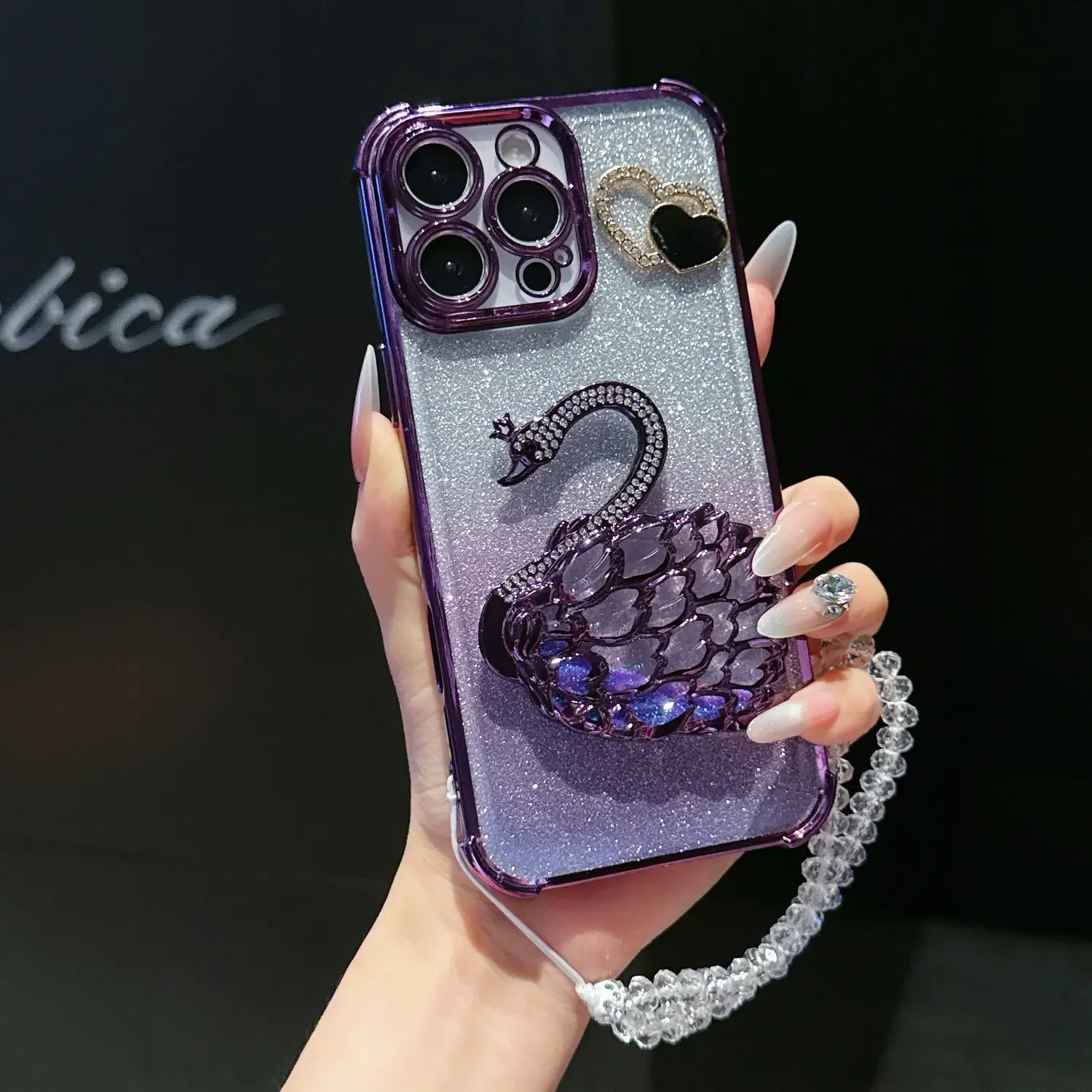 

Роскошный прозрачный чехол с кронштейном «Лебедь» для VIVO V50 Lite V40 V25 V20, противоударный силиконовый чехол