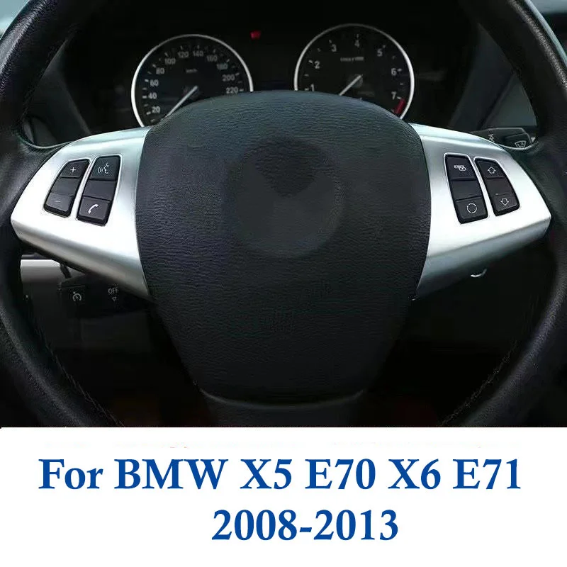 For BMW X5 E70 X6 E71 2008 2009 2010 - 2013 ABS Car Carbon Fiber Style Interior Steering Wheel Switch Button Frame Cover Sticker