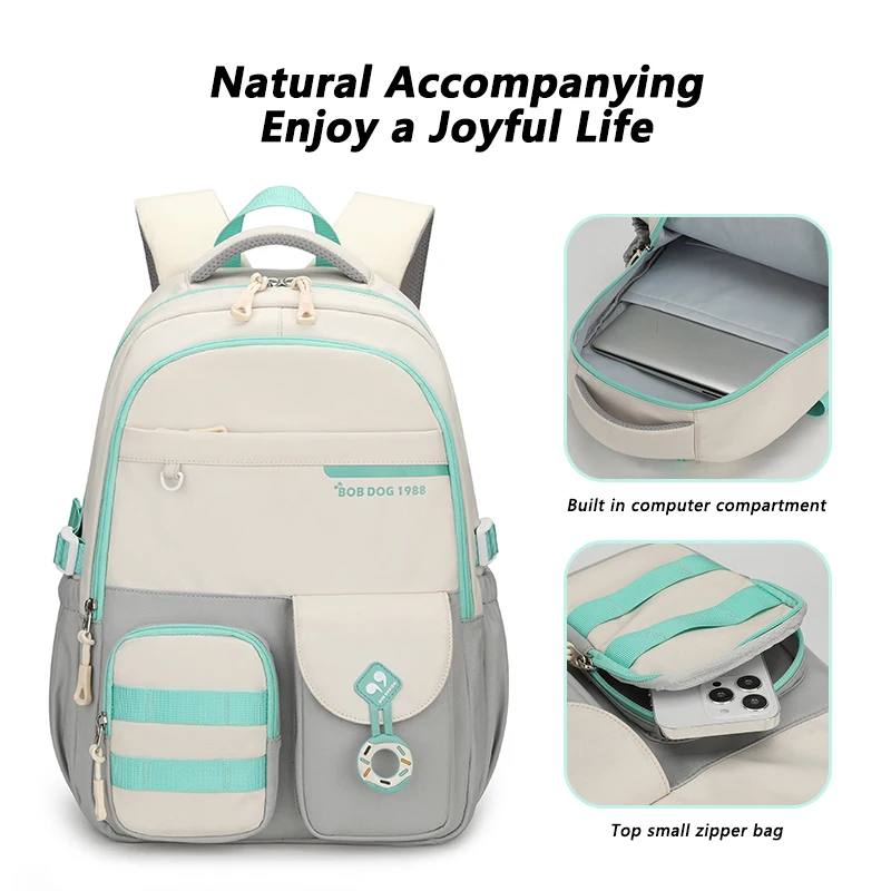 Campus Style Student Backpack for Boys Girls 15.6 Inch Laptop Compartment Multi Pockets Casual Commuting School Bag