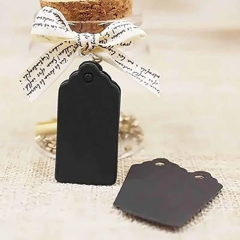 Black Square Mark Products, Hand Draw Cardboard Label, Clothing Garment Tags, Words Blank Paper ID Card, 2*4 cm, 1000 Pc