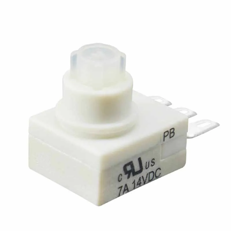 Waterproof and dustproof 3-pin side-plug button PB03 self-resetting ON-ON 7A 14VDC point-action key switch