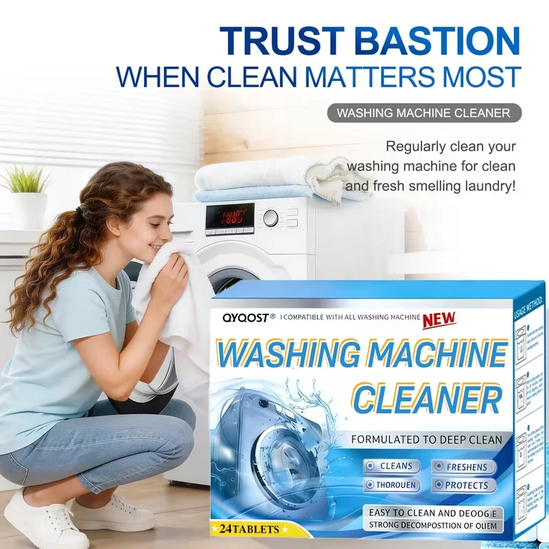 7/24/48Pack Washing Machine Cleaner Descaler Tablets, Foaming Deodorizer, Safe for HE Front Load & Top Load Washers, Deep Clean Inner Drum & Tub Gasket, Up to 12‑Month Supply