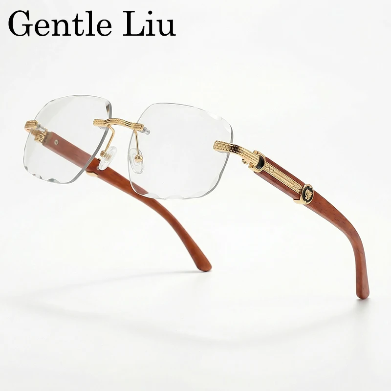 

Square Rimless Sunglasses Men 2026 Luxury Brand Photochromic Cut Edge Sun Glasses Male Vintage Frameless Punk Driving Eyewear