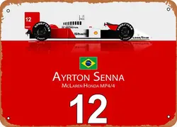 Ayrton Senna - 88 McLaren Metal Tin Sign 8 x 12 in Ayrton Senna Vintage Poster Man Cave Decorative